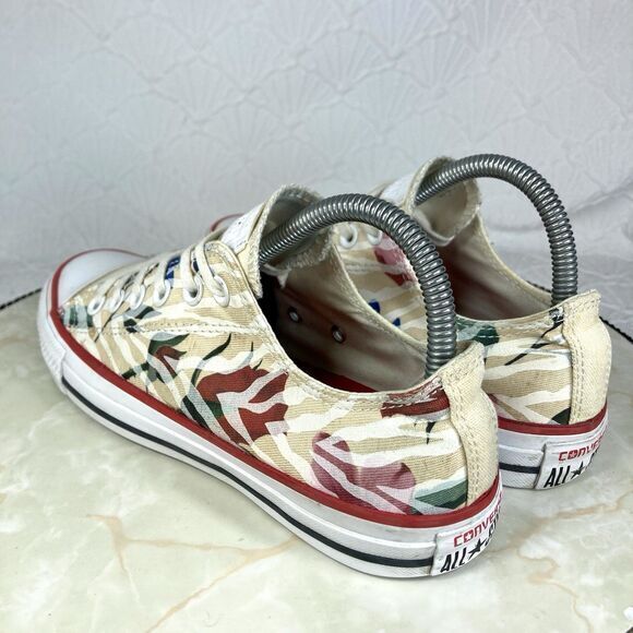 Converse Chuck Taylor Lace Up Sneakers Sz 7.5 Beige Floral Print Streetwear Shoe - Picture 7 of 12